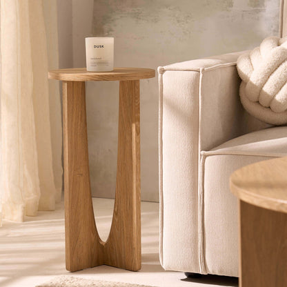 DUS-CC2-05445 Grade-B Dusk Lana Round Side Table - Light Wood RRP £49.00