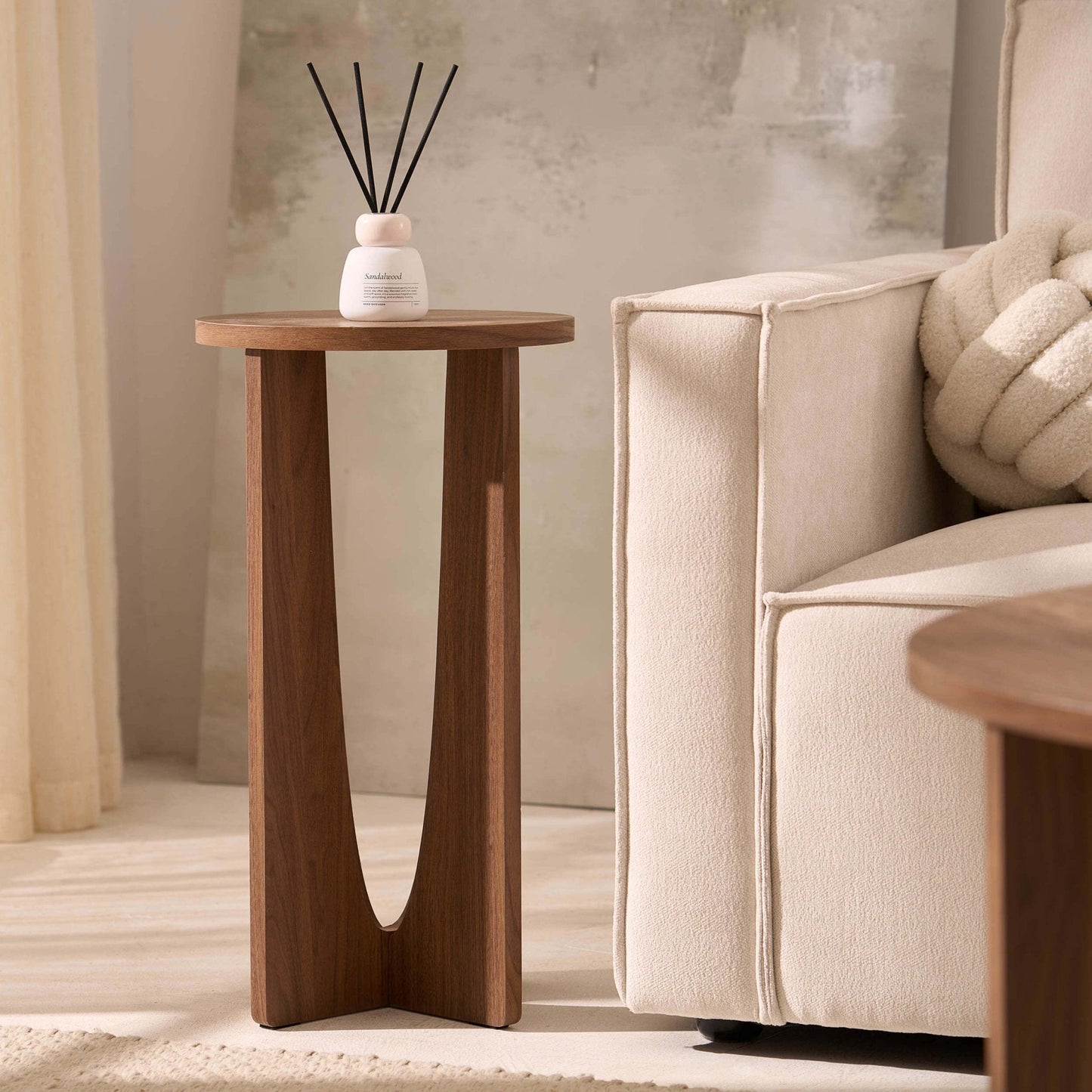 DUS-CC2-05446 Grade-B Dusk Lana Round Side Table - Medium Wood RRP £49.00