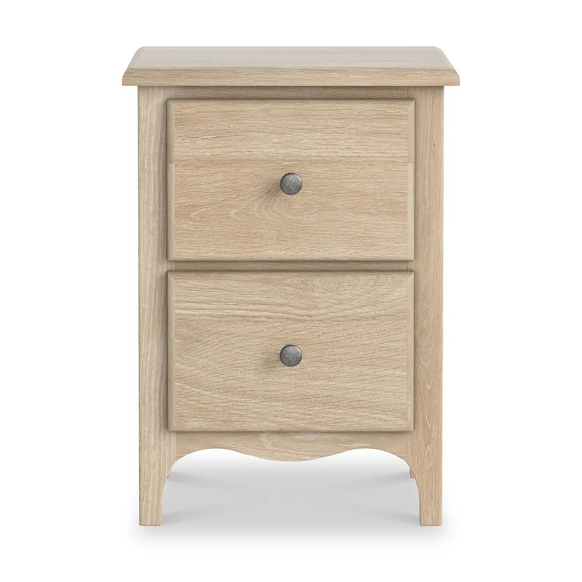 ROS-OUT-00874 Grade-B Roseland Furniture Celine Washed Oak 2 Drawer Bedside Table RRP £109.00