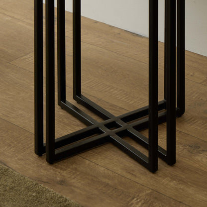 DUS-CC2-06527 Grade-B Dusk Leana Round Side Table - Dark Marble RRP £84.00