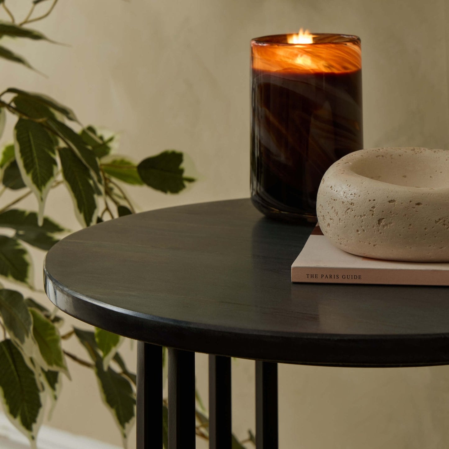 DUS-CC2-06527 Grade-B Dusk Leana Round Side Table - Dark Marble RRP £84.00
