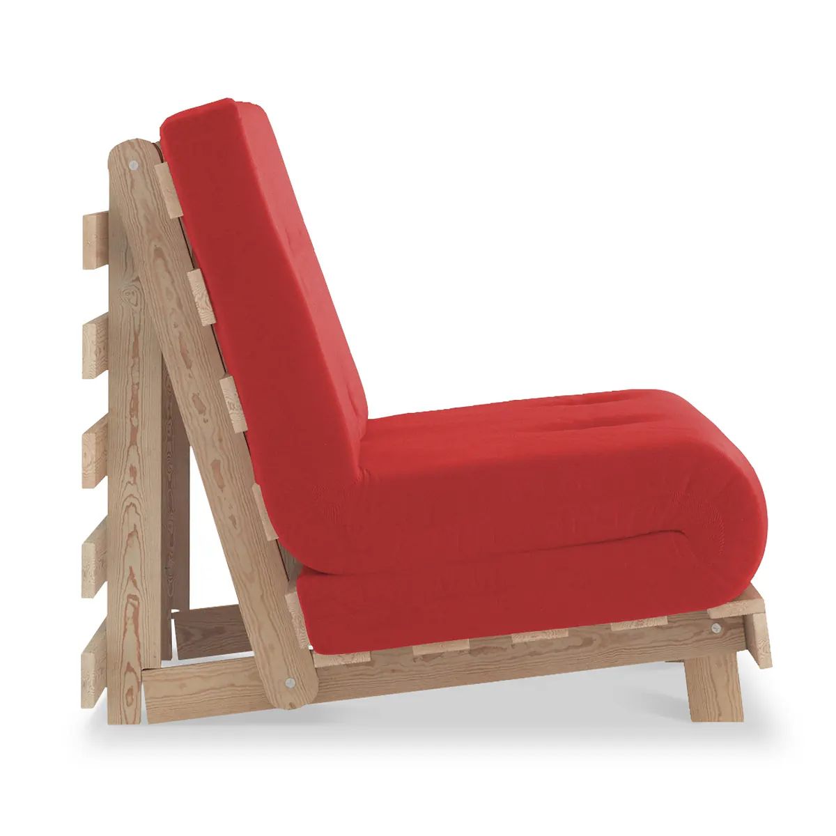 ROS-OUT-00711 Grade-B Roseland Furniture Maggie Red Cotton & Pine Single Futon Sofa Bed RRP £155.00
