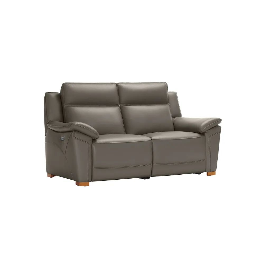  Oak Furnitureland Grade B Dune Grey Leather 2 Seater Electric Recliner Sofa RRP £2150