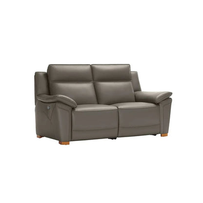  Oak Furnitureland Grade B Dune Grey Leather 2 Seater Electric Recliner Sofa RRP £2150