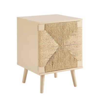 DUS-CC2-06646 Grade-B Dusk Lottie Woven Bedside Table with Door - Sand RRP £79.00