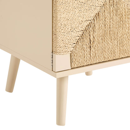 DUS-CC2-06646 Grade-B Dusk Lottie Woven Bedside Table with Door - Sand RRP £79.00