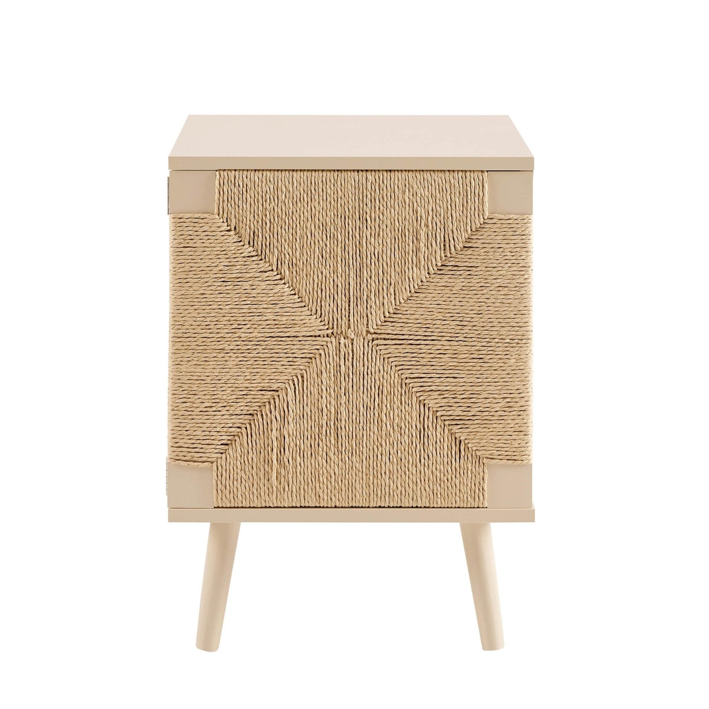 DUS-CC2-06646 Grade-B Dusk Lottie Woven Bedside Table with Door - Sand RRP £79.00