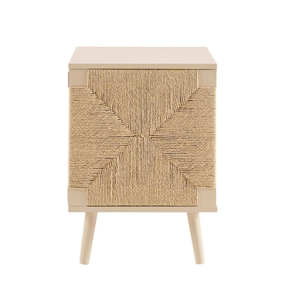 DUS-CC2-06646 Grade-B Dusk Lottie Woven Bedside Table with Door - Sand RRP £79.00