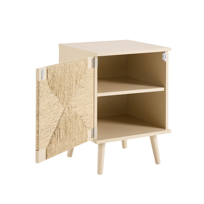 DUS-CC2-06646 Grade-B Dusk Lottie Woven Bedside Table with Door - Sand RRP £79.00