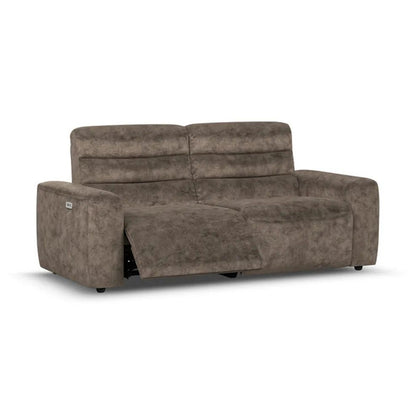 Oak Furnitureland Grade B Cohen Dapple Chocolate 3 Seat Electric Recliner Sofa RRP £1350