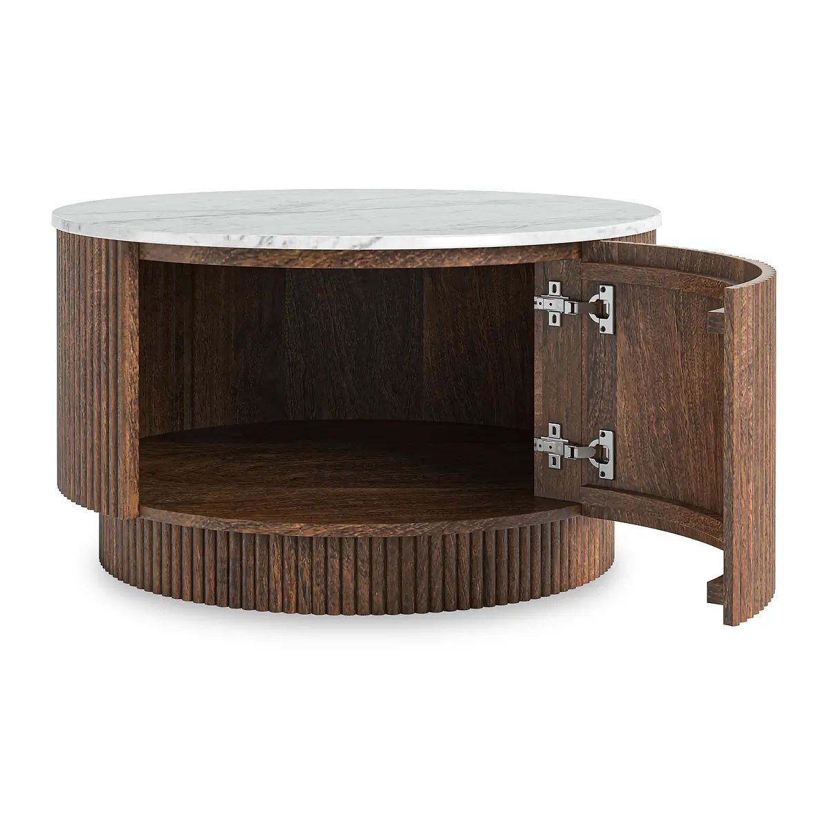 Roseland Grade B Furniture Milo Mango Wood & White Marble Round Coffee Table RRP £530