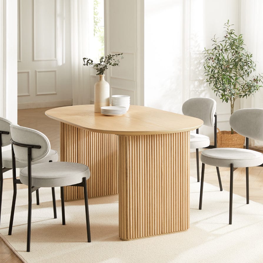 Dusk Grade B Hattie Natural Panel Oval 4-6 Seater Dining Table RRP £429