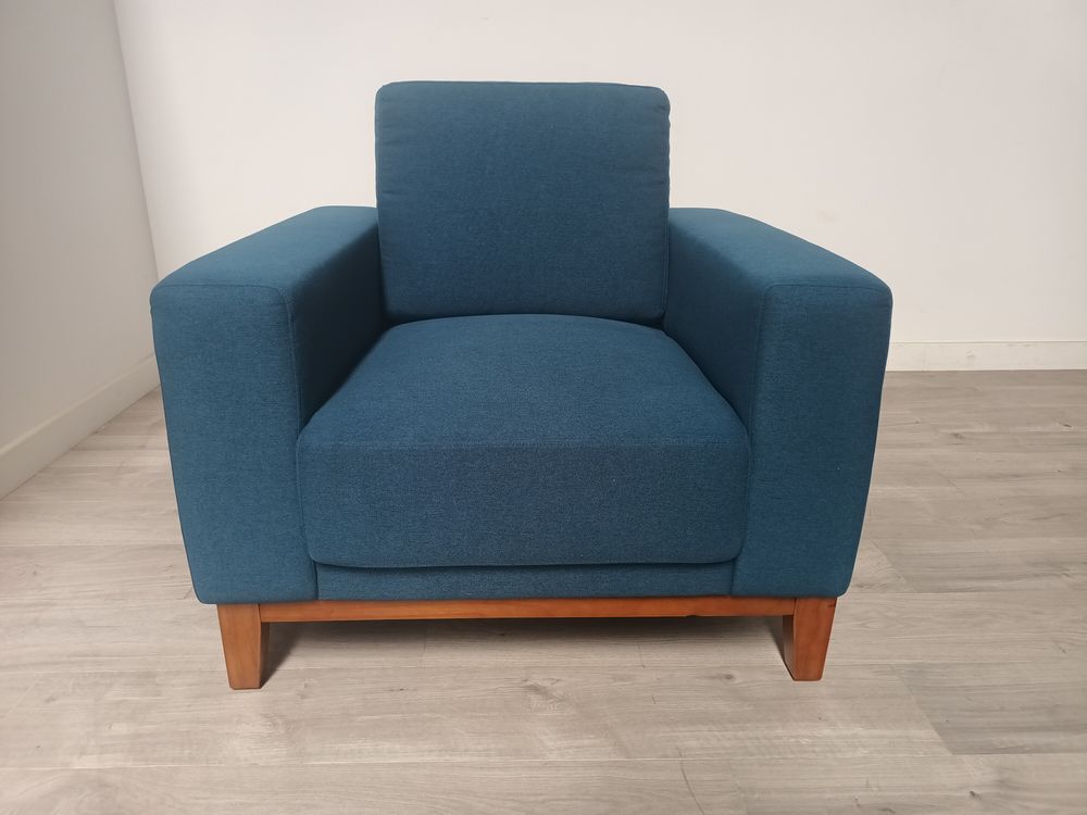  Febonic Grade B Living Esha Cool Blue Fabric Armchair RRP £400
