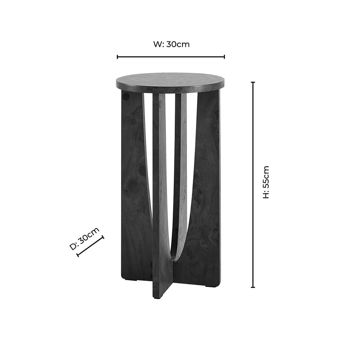 DUS-CC2-06051 Grade-B Dusk Lana Round Side Table - Black RRP £49.00