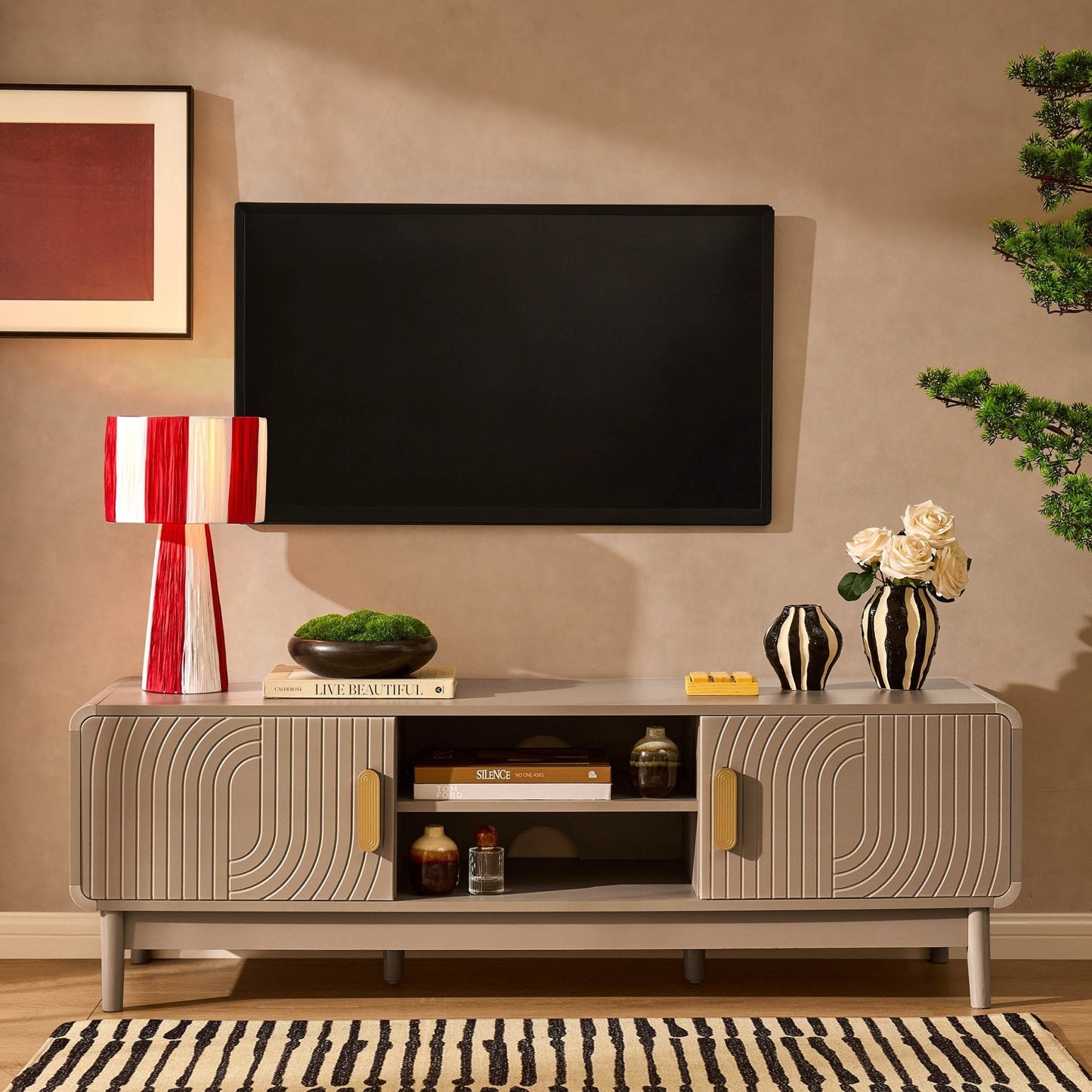 DUS-CC2-05453 Grade-B Dusk Marnie Tv Unit for TVs up to 60"- Taupe RRP £179.00