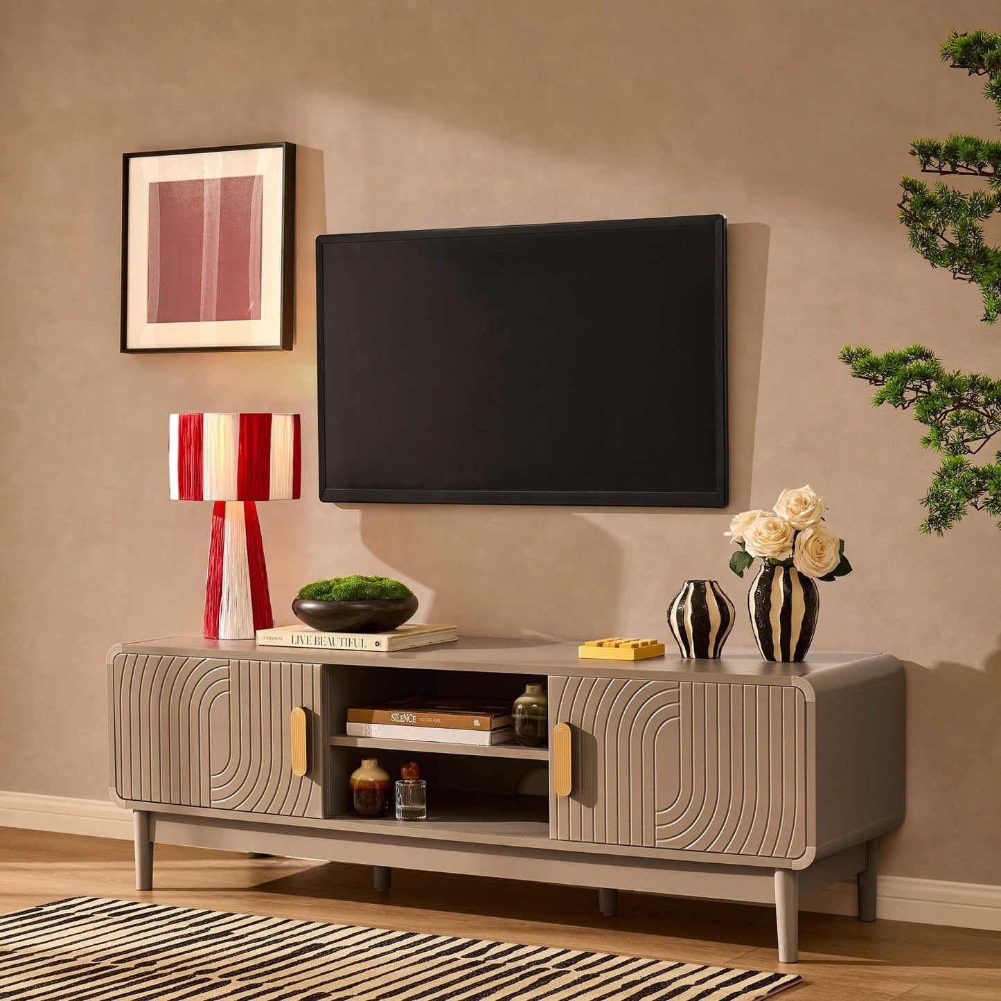 DUS-CC2-06592 Grade-B Dusk Marnie Tv Unit for TVs up to 60"- Taupe RRP £179.00