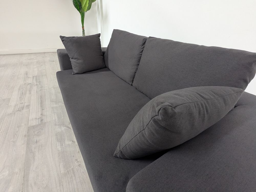 Minimalist Grade B Charcoal Block-Arm 2-Seater Sofa RRP £600