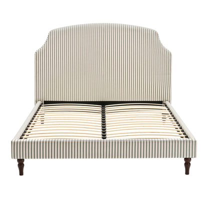 Dusk Surrey Grade B Sage Stripe Linen Look King Size Bed Frame RRP £329