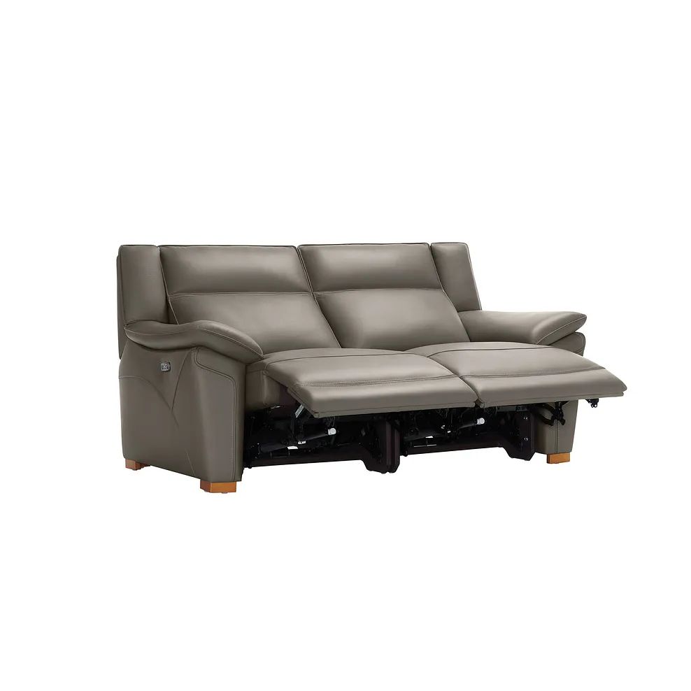  Oak Furnitureland Grade B Dune Grey Leather 2 Seater Electric Recliner Sofa RRP £2150
