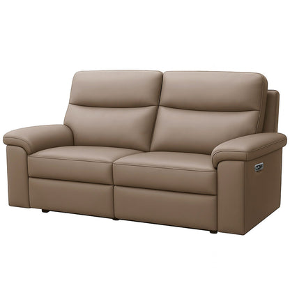 Aspire Corvan Grade B Mushroom Leather 3 Seater Power Recliner Sofa RRP £1150