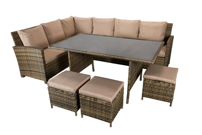 Signature Weave Grade New Charlotte Truffle Brown Outdoor Corner Dining Sofa Set RRP £1212