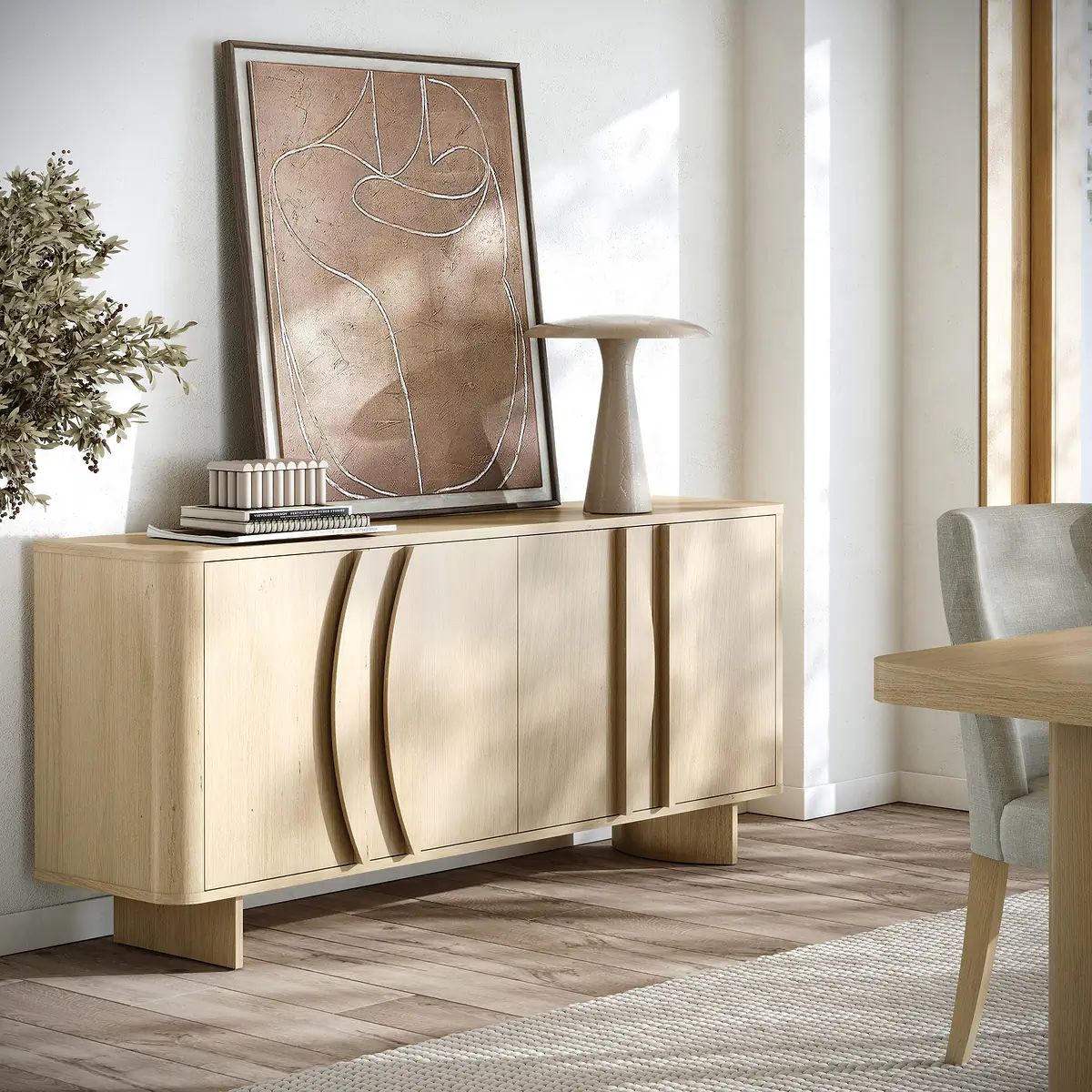 Roseland Grade B Furniture Whitstone Light Oak 4 Door Large Sideboard RRP £680