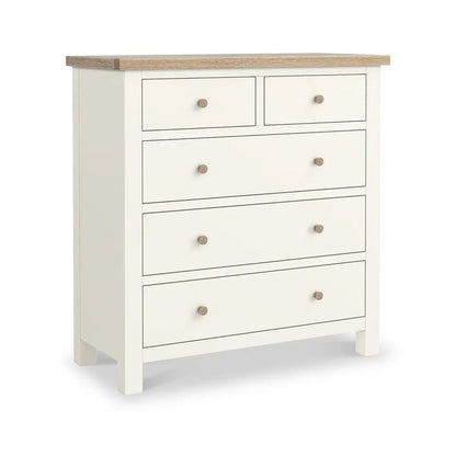 ROS-OUT-00910 Grade-B Roseland Furniture Farro Coconut White & Oak 2 Over 3 Chest Of Drawers RRP £335.00