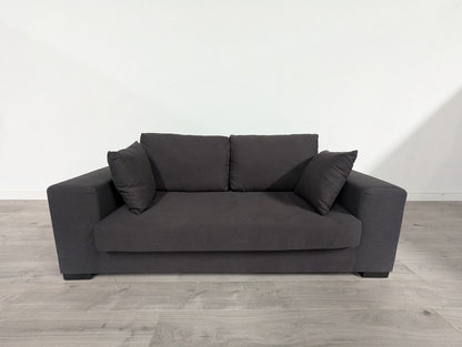 Minimalist Grade B Charcoal Block-Arm 2-Seater Sofa RRP £600