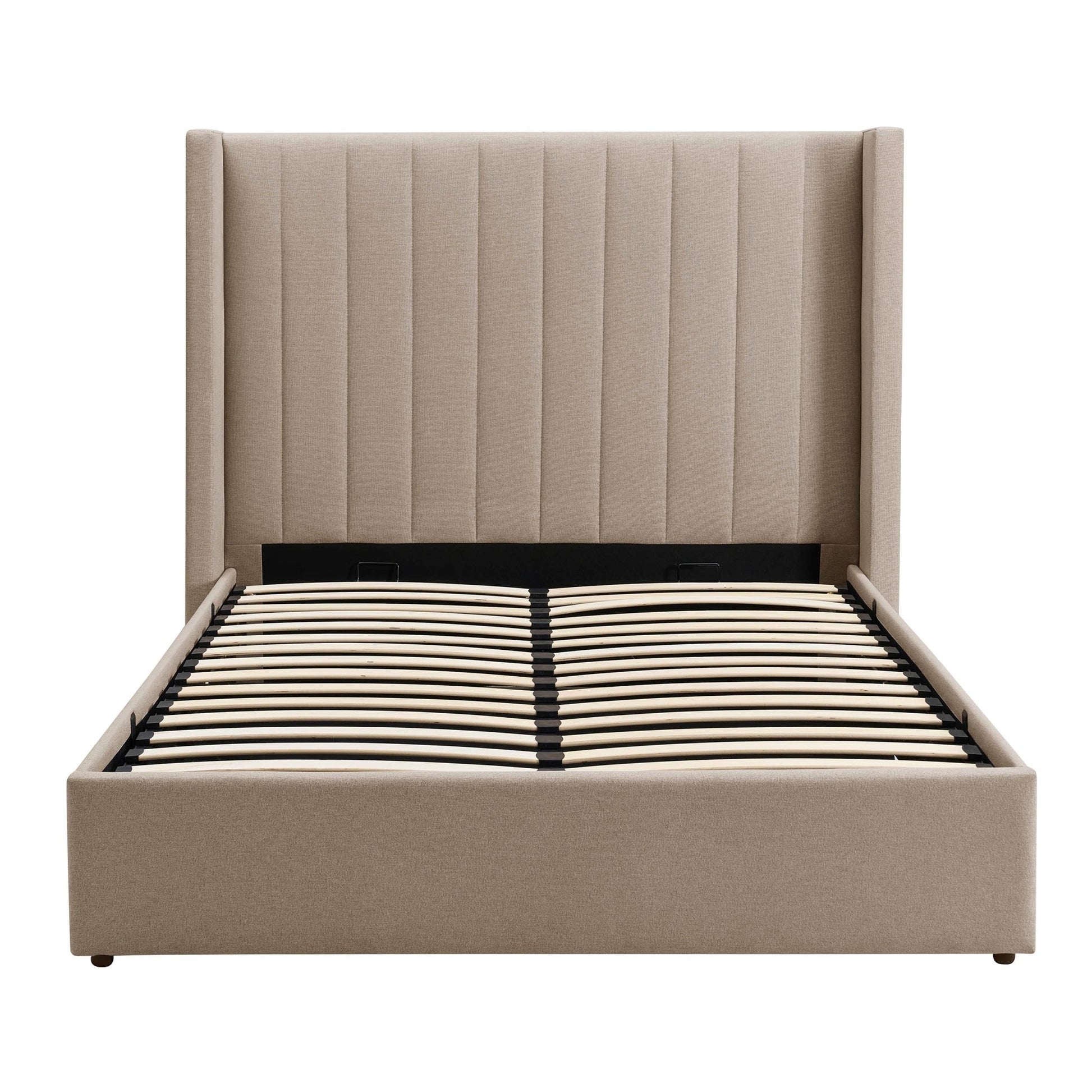 Dusk Madison Grade B Oatmeal Linen Look King Size Ottoman Storage Bed RRP £389