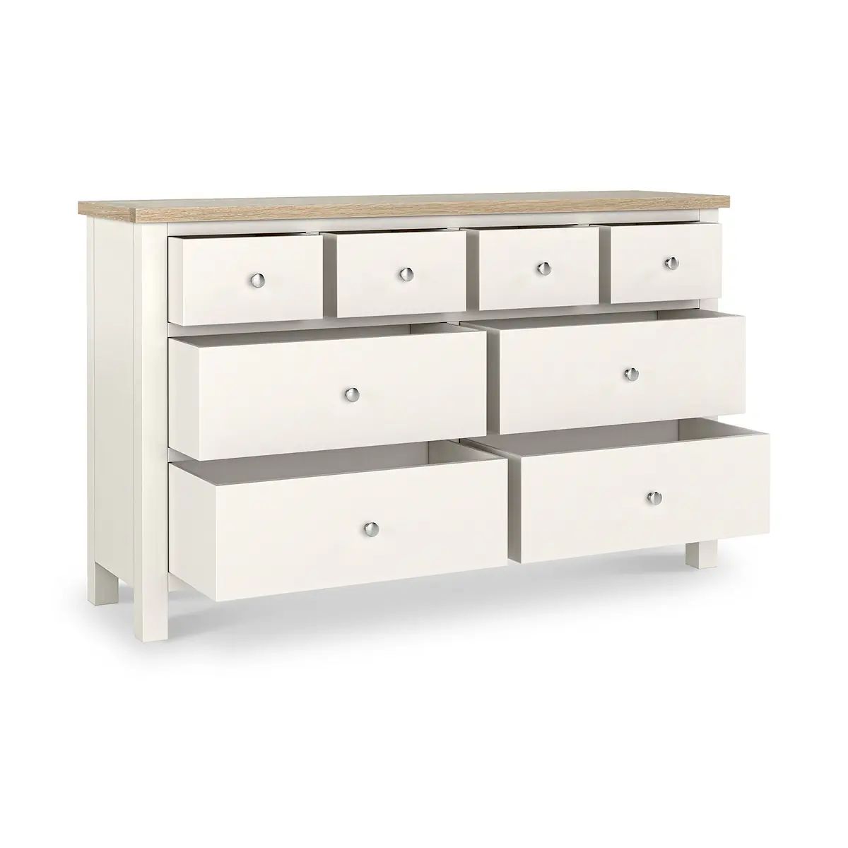 Roseland Grade B Furniture Farro Coconut White & Oak 8 Drawer Chest of Drawers RRP £500