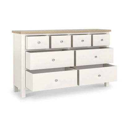 Roseland Grade B Furniture Farro Coconut White & Oak 8 Drawer Chest of Drawers RRP £500