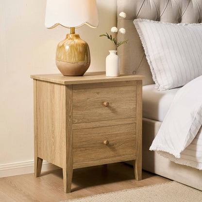 DUS-CC2-06066 Grade-B Dusk Nell 2 Drawer Bedside Table - Light Wood RRP £89.00