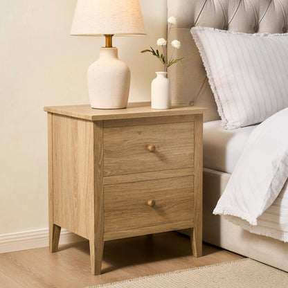 DUS-CC2-06066 Grade-B Dusk Nell 2 Drawer Bedside Table - Light Wood RRP £89.00
