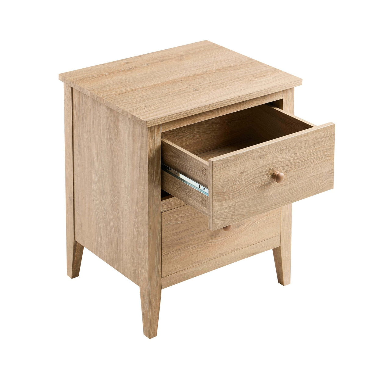 DUS-CC2-06066 Grade-B Dusk Nell 2 Drawer Bedside Table - Light Wood RRP £89.00