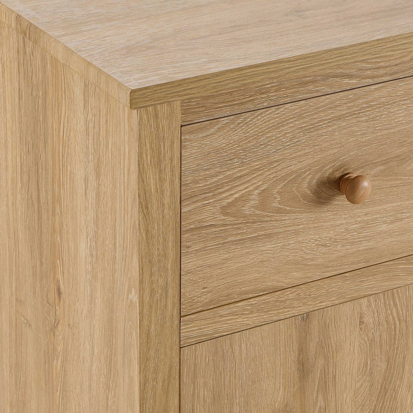 DUS-CC2-06657 Grade-B Dusk Nell 3 Door Sideboard with Drawers - Light Wood RRP £186.00