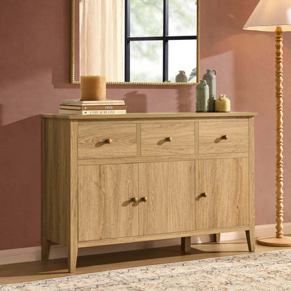 DUS-CC2-06657 Grade-B Dusk Nell 3 Door Sideboard with Drawers - Light Wood RRP £186.00