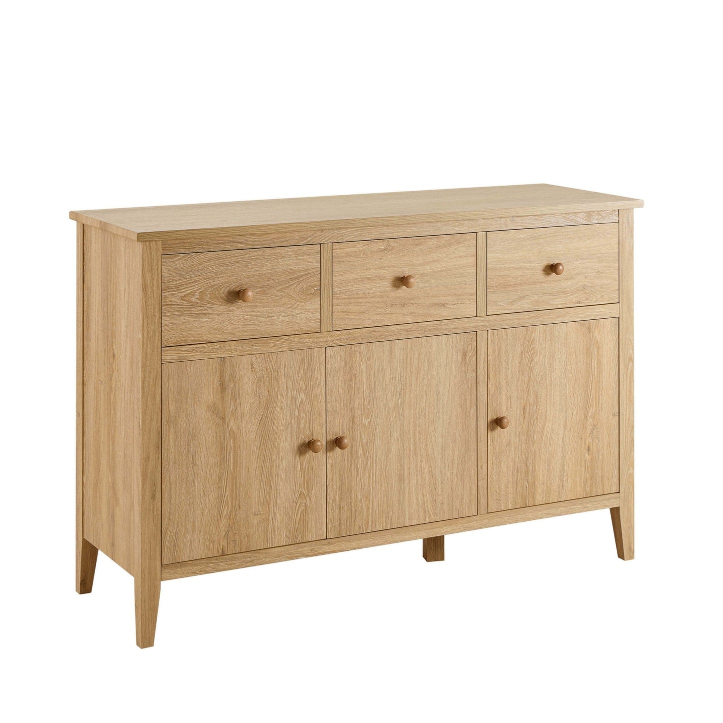 DUS-CC2-06657 Grade-B Dusk Nell 3 Door Sideboard with Drawers - Light Wood RRP £186.00