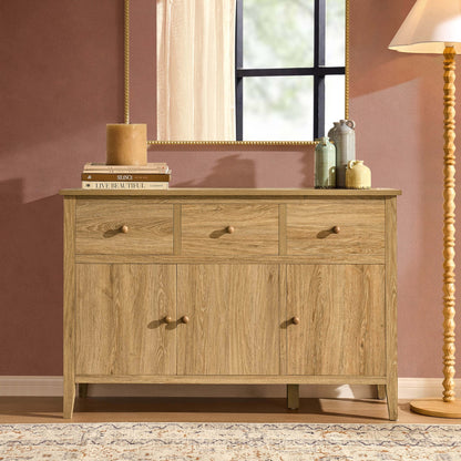 DUS-CC2-06657 Grade-B Dusk Nell 3 Door Sideboard with Drawers - Light Wood RRP £186.00