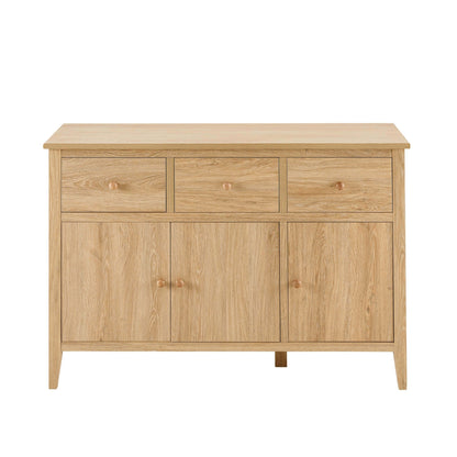 DUS-CC2-06657 Grade-B Dusk Nell 3 Door Sideboard with Drawers - Light Wood RRP £186.00