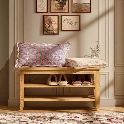 DUS-CC2-08315 Grade-B Dusk Nell Shoe Storage Bench - Light Wood RRP £69.00