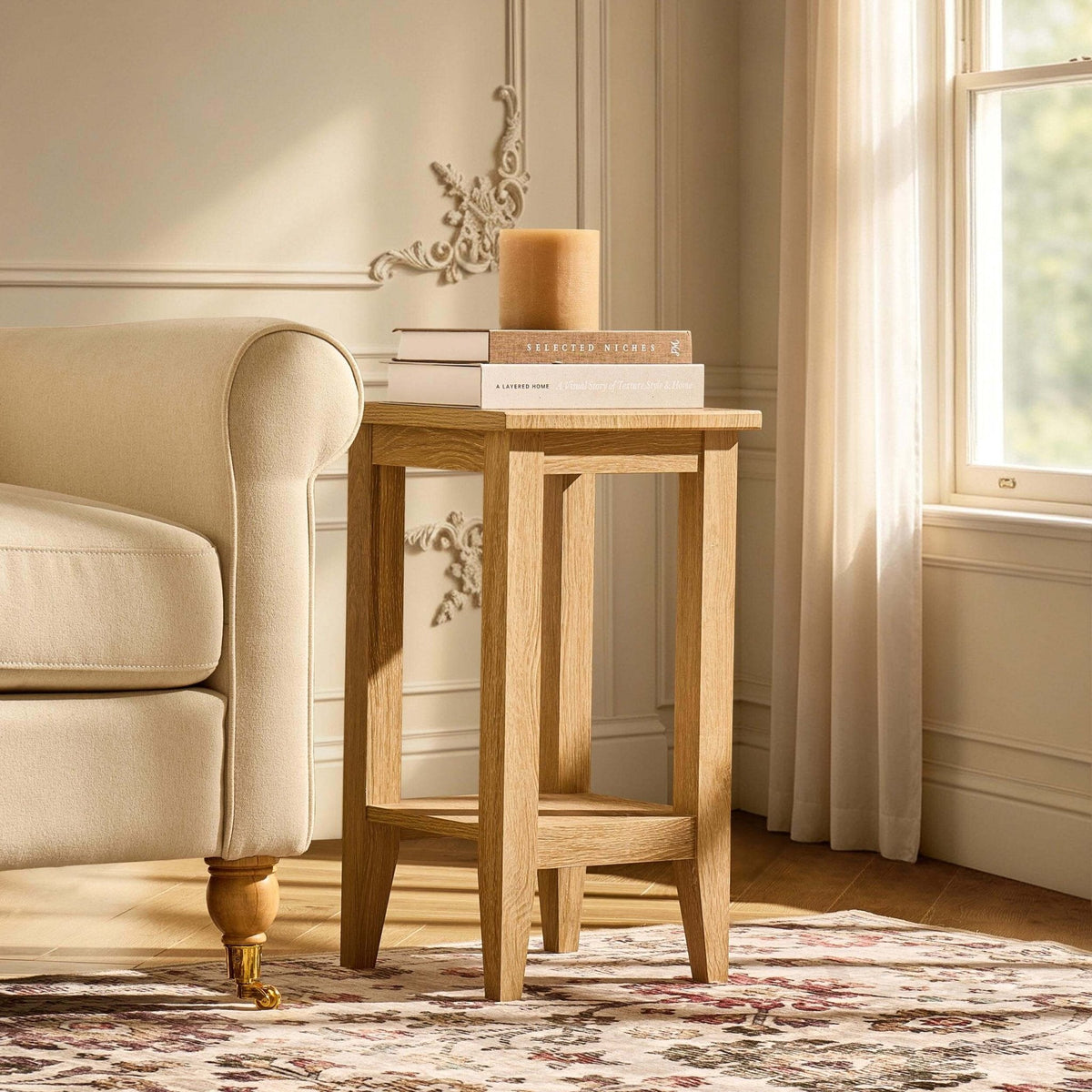 DUS-CC2-08648 Grade-B Dusk Nell Side Table - Light Wood RRP £39.00
