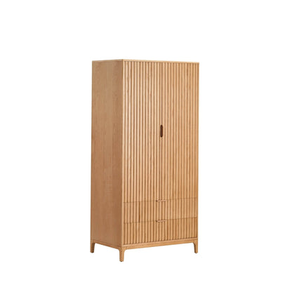 Dusk Elena Grade B Ash Light Wood 2 Door Double Wardrobe with Drawers RRP £389