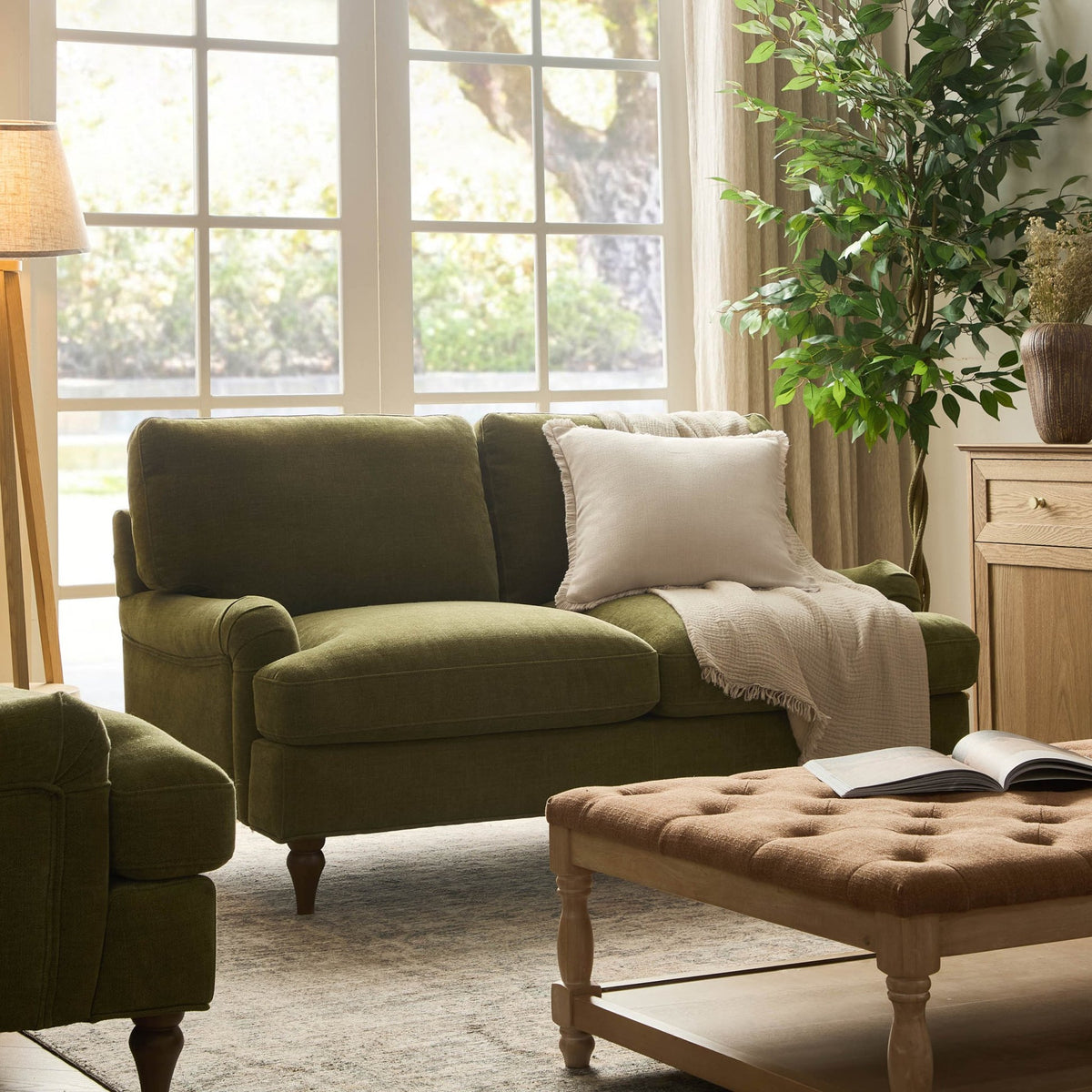 Dusk Hampshire Grade B Traditional 2 Seater Sofa - Chenille Olive RRP £476