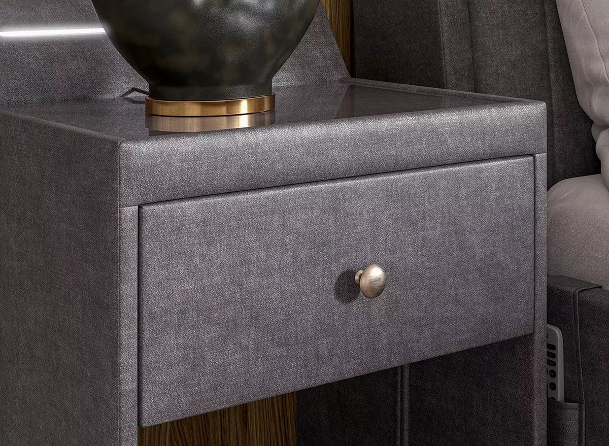 DRE-FUR-00332 Grade-C0 Dreams Yokohama Velvet-Finish USB Charging Bedside RRP £279.00