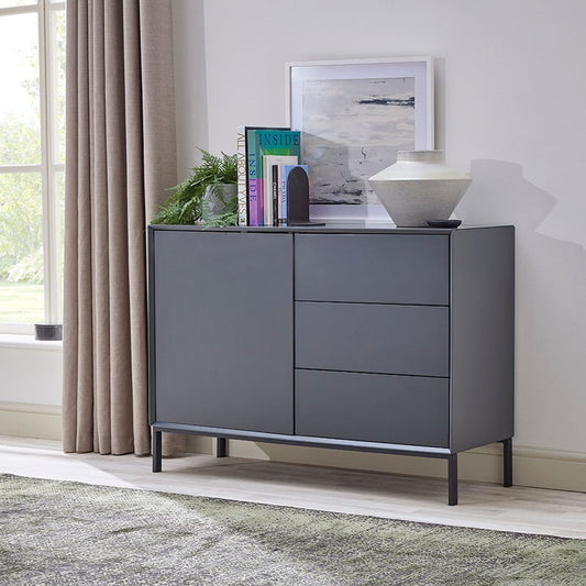 DUS-CC2-00511 Grade-B Dusk Nova Small Sideboard with Drawers - Charcoal RRP £189.00