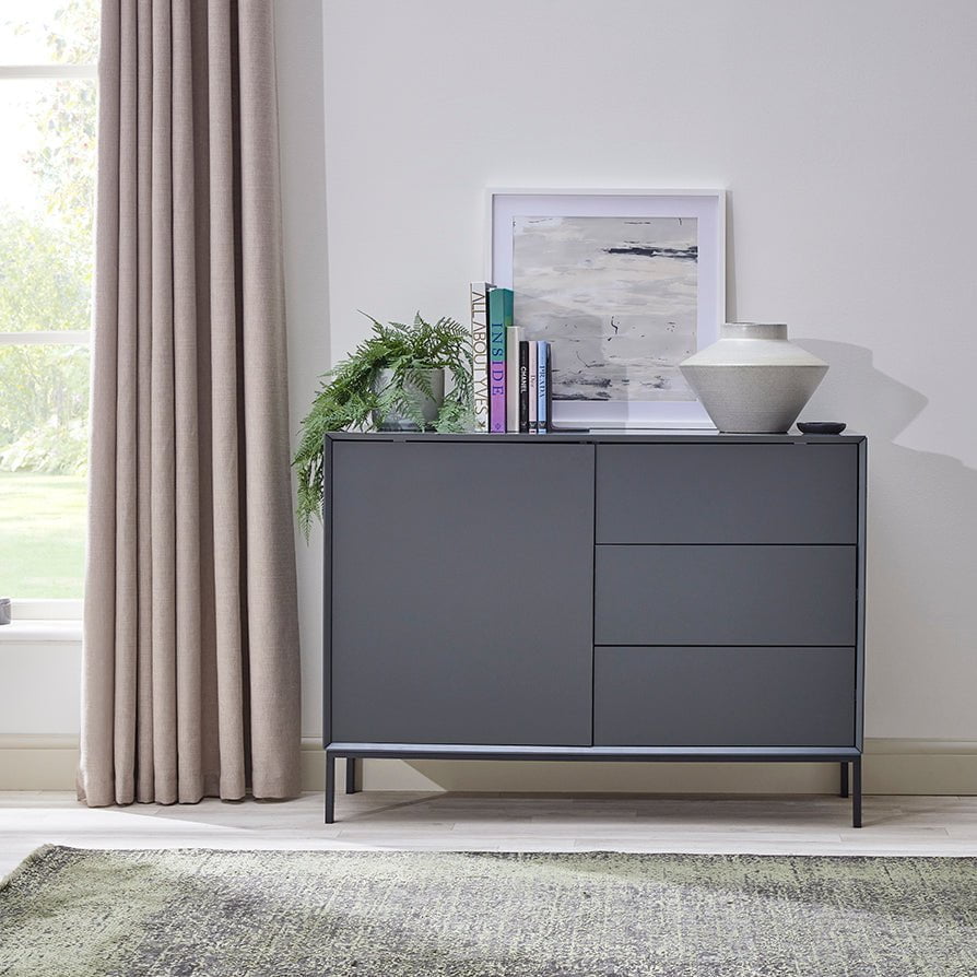 DUS-CC2-00511 Grade-B Dusk Nova Small Sideboard with Drawers - Charcoal RRP £189.00