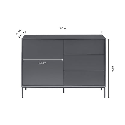 DUS-CC2-00511 Grade-B Dusk Nova Small Sideboard with Drawers - Charcoal RRP £189.00