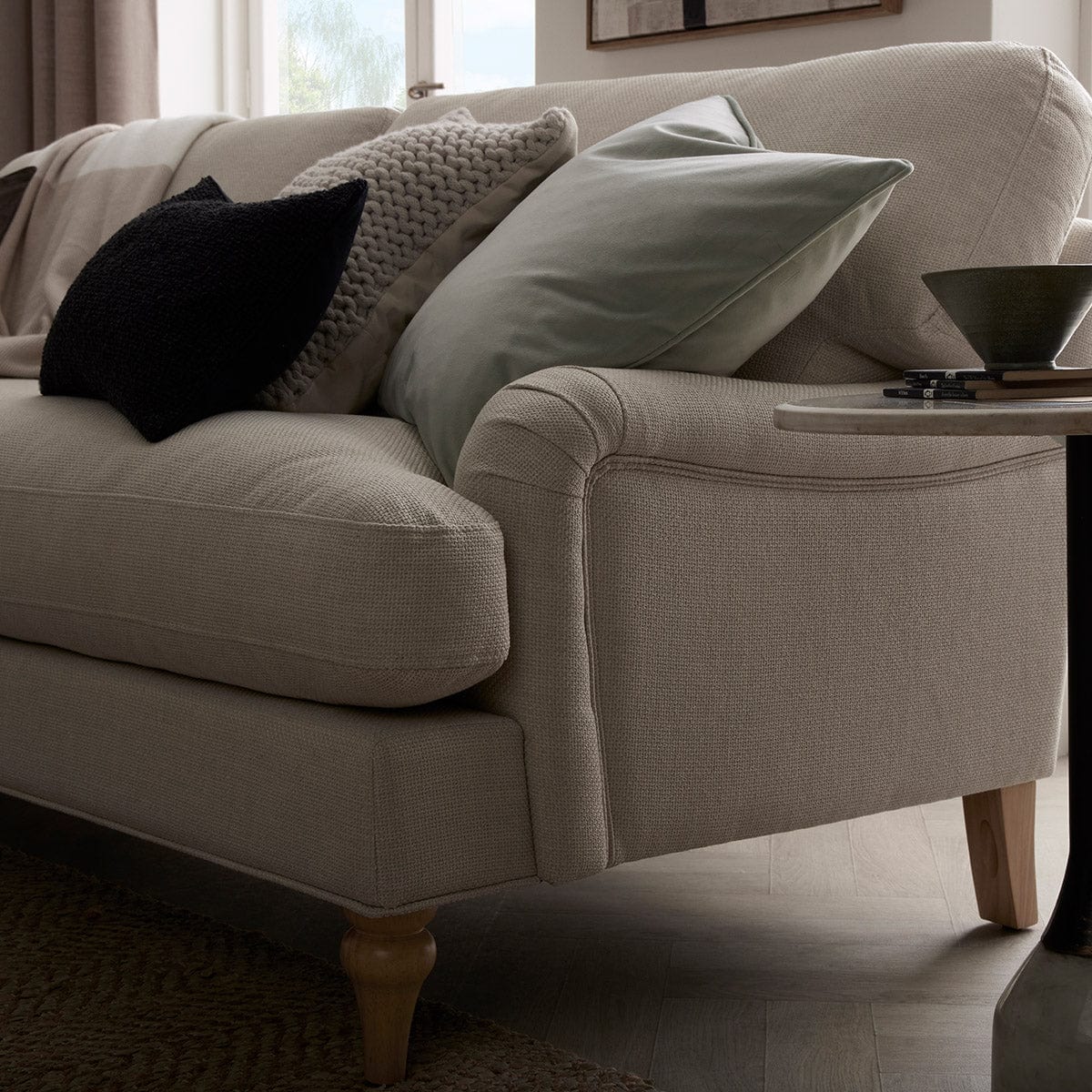 Dusk Grade B Hampshire Traditional 3 Seater Sofa - Textured Weave - Beige RRP £629