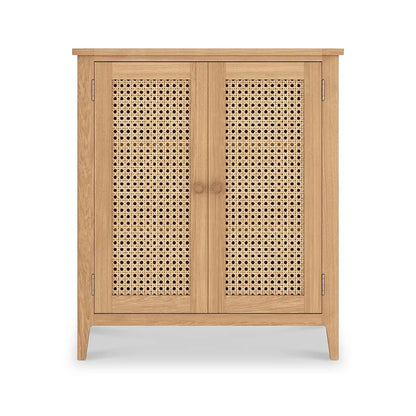Roseland Grade B Furniture Albany Oak & Rattan Small Cupboard RRP £380
