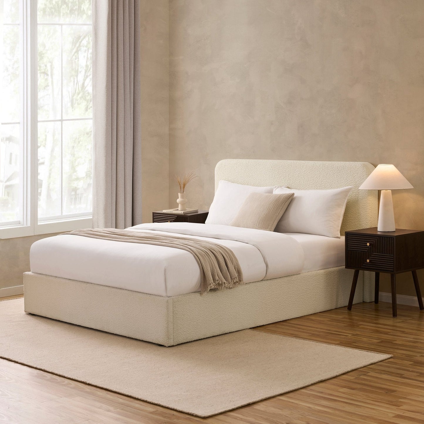 Dusk Grade B Ascot Off White Boucle King Size Ottoman Storage Bed RRP £349